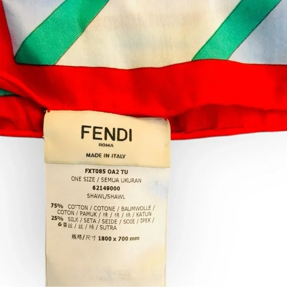 Fendi Flowerland Shawl Wrap Scarf Floral Print Multicolor Holiday Gift Ready - Picture 5 of 6